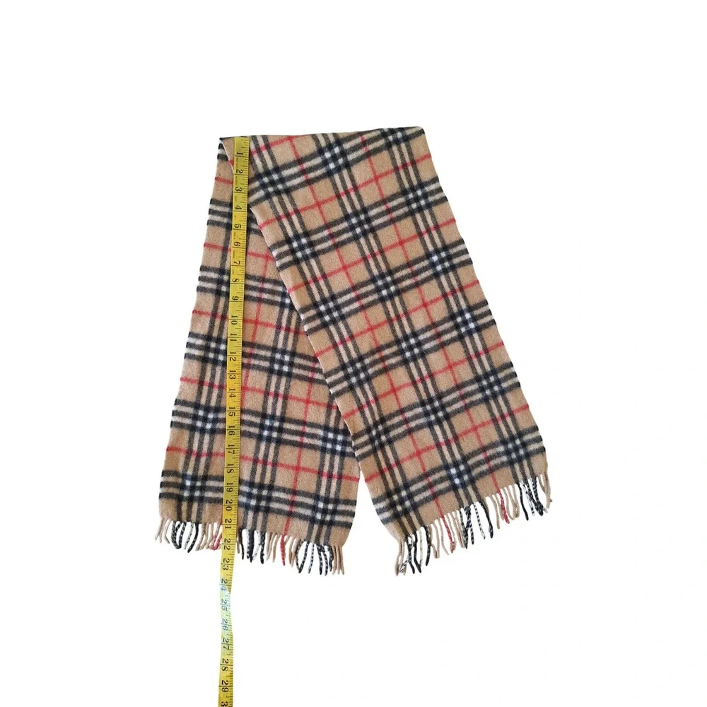 Burberrys of London Vintage 100% Cashmere Nova Check Scarf Tan Made in England